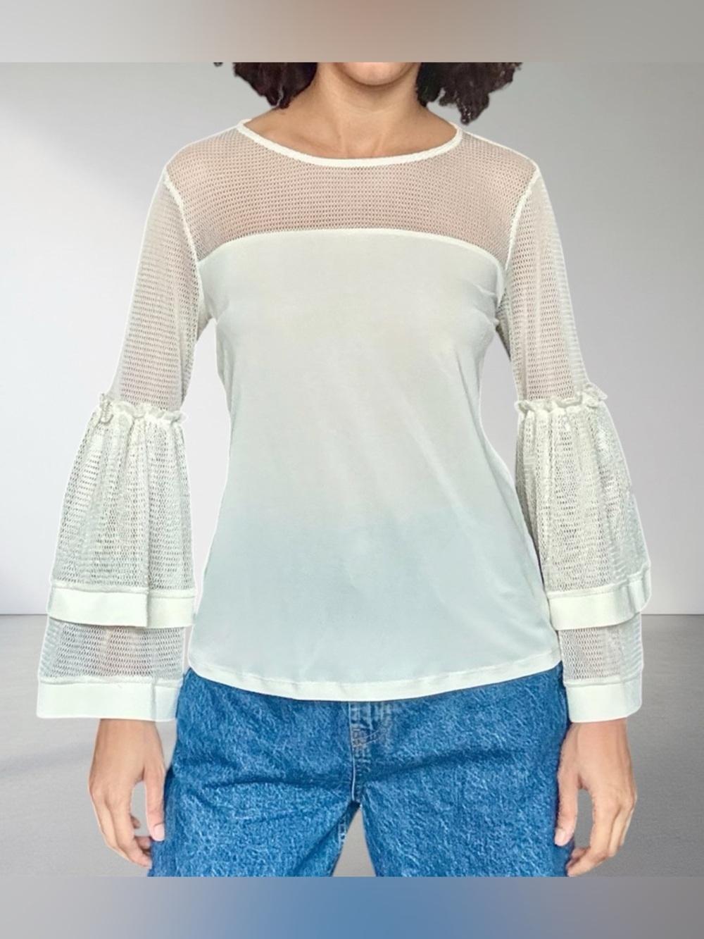 Thalia Sodi Mesh Bell-Sleeve Blouse